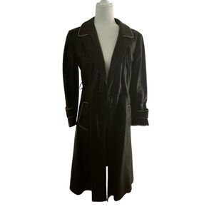 JC Penney Vintage Midi LeatherJacket women’s size small black grunge trench